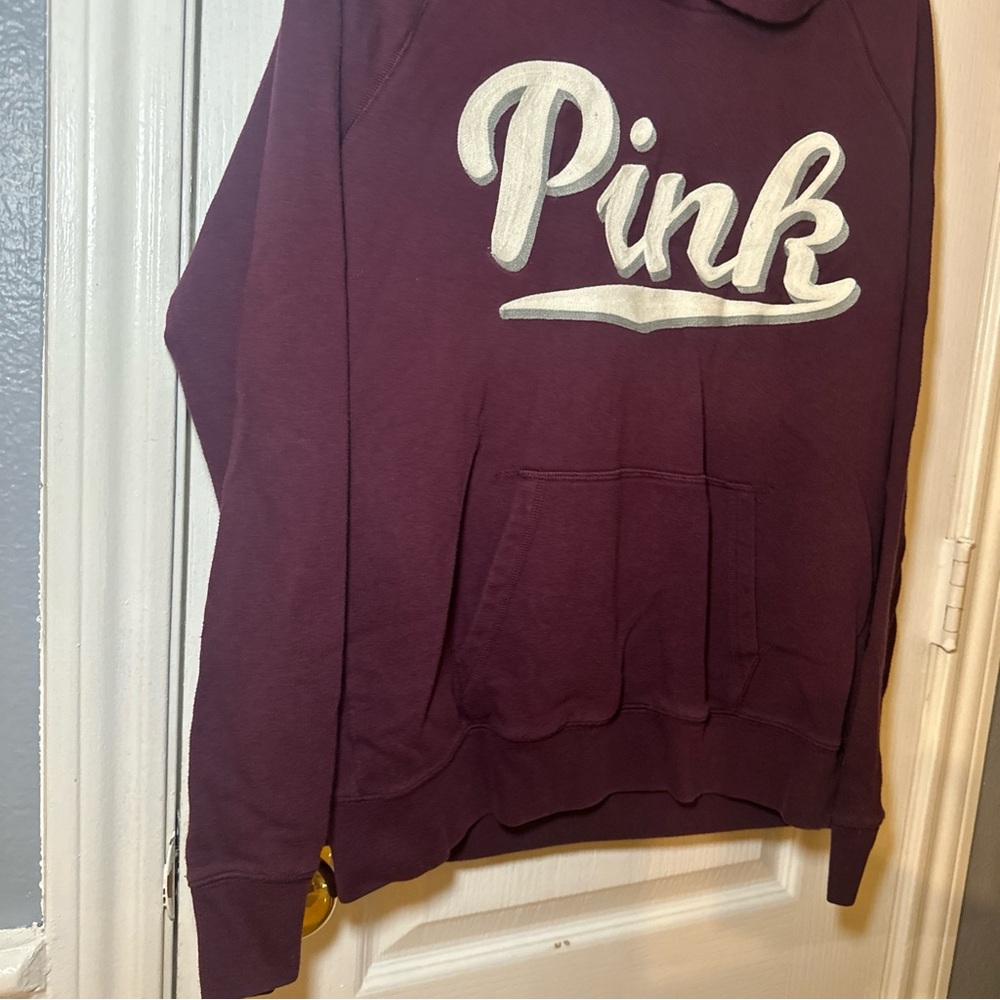 PINK by Victoria's Secret Wine Hoodie Sweatshirt Size Large - Picture 4 of 11
